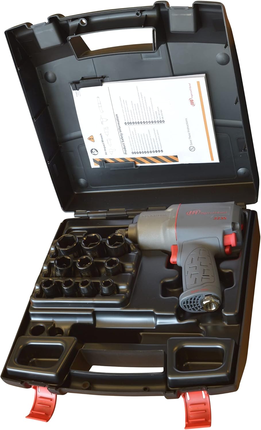 Ingersoll Rand 2235QTIMAX-10SK levegős ütvecsavarozó készlet, 10 hosszú dugókulccsal és hordtáskával 1/2